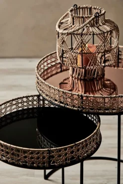 Beistelltisch KARJANA 2-teilig braun/ schwarz