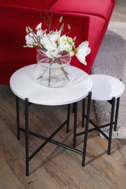 Beistelltisch MAXIMUS Terrazzo Ø 48 x 50 cm Weiß-Grau meliert