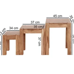 Beistelltisch MUMBAI 3-teilig Set Akazie braun