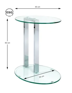 Beistelltisch oval ARTUR 2 45 x 35 cm Glas