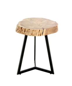 Beistelltisch PATNA Ø 45 cm Massivholz Akazie/schwarz