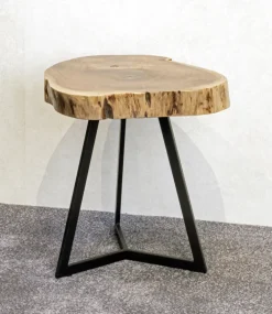 Beistelltisch PATNA Ø 45 cm Massivholz Akazie/schwarz