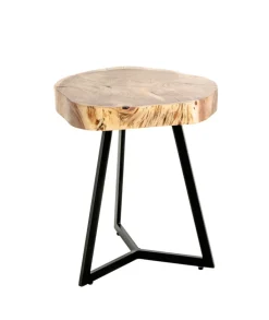 Beistelltisch PATNA Ø 45 cm Massivholz Akazie/schwarz