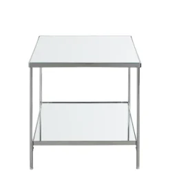 Beistelltisch quadratisch 45 x 45 cm Spiegelglas/chromfarbig