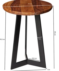 Beistelltisch rund 35 cm schwarz/ Sheesham