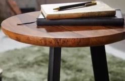 Beistelltisch rund 35 cm schwarz/ Sheesham