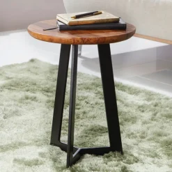 Beistelltisch rund 35 cm schwarz/ Sheesham