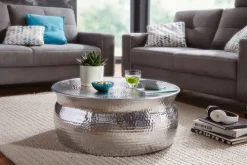 Beistelltisch rund 75 cm Silberfarbig