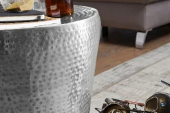 Beistelltisch rund 40 cm Silberfarbig