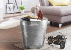 Beistelltisch rund 40 cm Silberfarbig