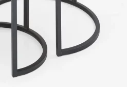 Beistelltisch rund 2er Set Schwarz/ Eiche furniert