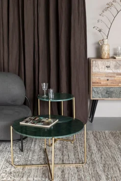 Beistelltisch rund TIMPA MARBLE messingfarben /Marmor grün