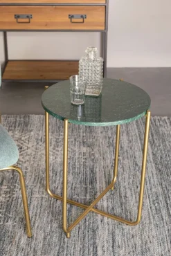 Beistelltisch rund TIMPA MARBLE messingfarben /Marmor grün