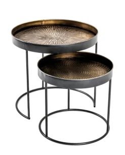 Beistelltisch rund-Set Celle 2-teilig Kupfer/Stahl goldfarbig/schwarz