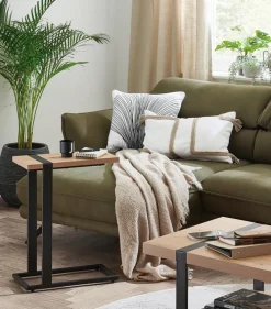 Beistelltisch SARAGOSSA 2 Eiche-Dekor hell/schwarz 24 x 49 cm