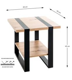 Beistelltisch 45x45x45 cm Asteiche-Dekor/schwarz