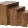 Beistelltisch-Set MUMBAI 3-teilig Sheesham massiv