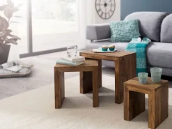 Beistelltisch-Set MUMBAI 3-teilig Sheesham massiv