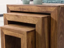 Beistelltisch-Set MUMBAI 3-teilig Sheesham massiv