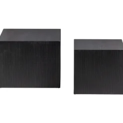 Beistelltisch-Set SANNE 2-teilig quardratisch Kiefer-Dekor schwarz lackiert