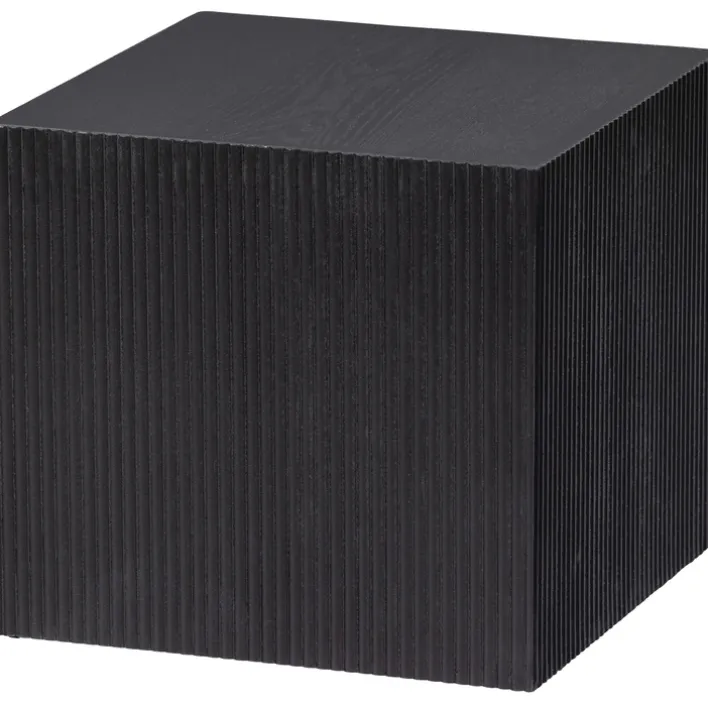 Beistelltisch-Set SANNE 2-teilig quardratisch Kiefer-Dekor schwarz lackiert