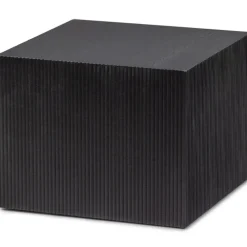 Beistelltisch-Set SANNE 2-teilig quardratisch Kiefer-Dekor schwarz lackiert