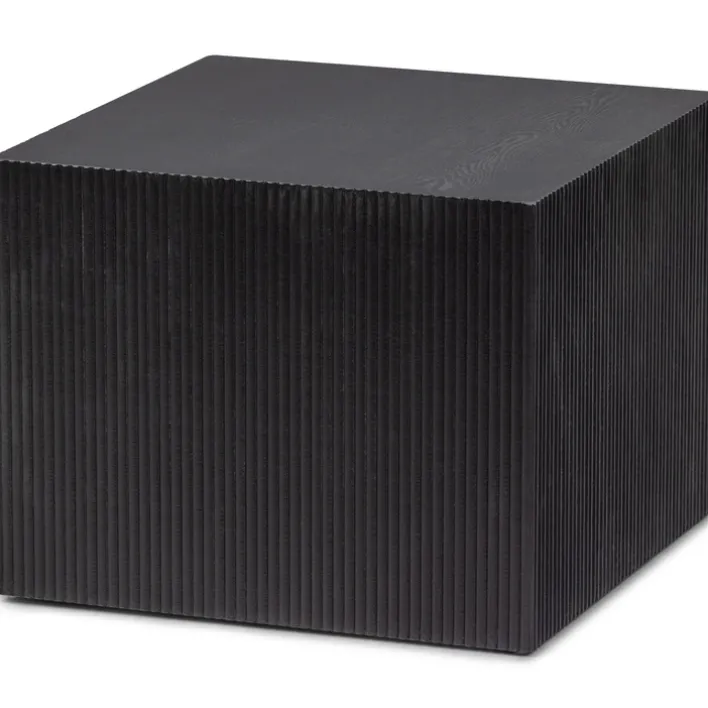 Beistelltisch-Set SANNE 2-teilig quardratisch Kiefer-Dekor schwarz lackiert