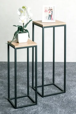 Blumensäulen 2er-Set braun/schwarz