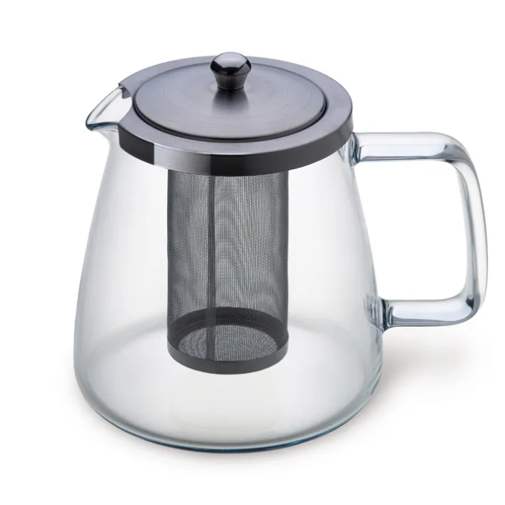 BOHEMIA SELECTION Teekanne CHARME Borosilikatglas/Edelstahl Höhe 15 cm 1.1 l Transparent/Klar/Schwarz
