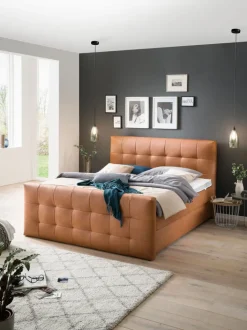 Boxspringbett BARELL LEEDS GAVIN 180 x 200 cm cognacbraun