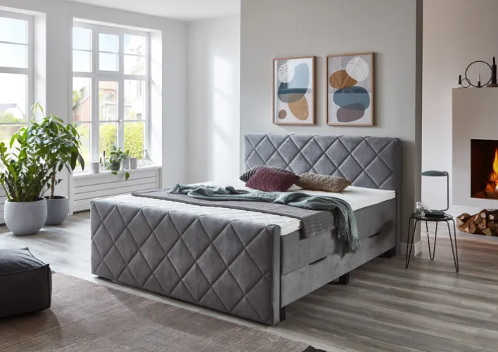 Boxspringbett CHARLIE 180 x 200 cm Silber