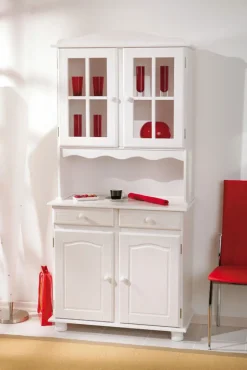 Buffet ADRIAN 88x198x43 cm Massivholz Kiefer weiß