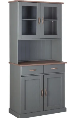 Buffet NICLAS 5.1 90x190x45 cm Massivholz grau/braun