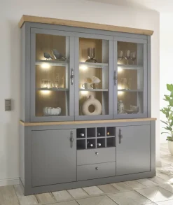 Buffetschrank CHAMBORD 183 x 206 cm hellgrau/braun