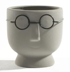 casaNOVA Übertopf Gesicht 12 cm grau