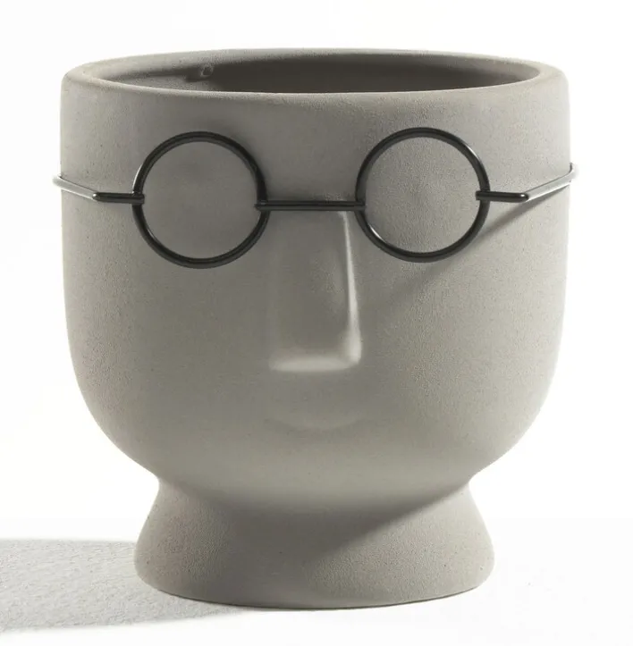 casaNOVA Übertopf Gesicht 12 cm grau