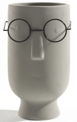 casaNOVA Übertopf Gesicht 22 cm grau