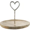 casaNOVA Dekotablett mit Herz 25 cm Holz braun