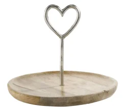 casaNOVA Dekotablett mit Herz 25 cm Holz braun