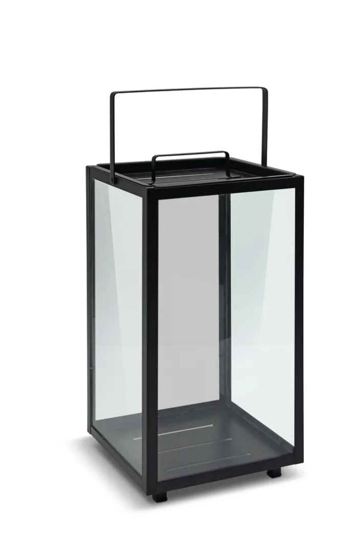 casaNOVA Laterne 45 cm Metall/Glas schwarz