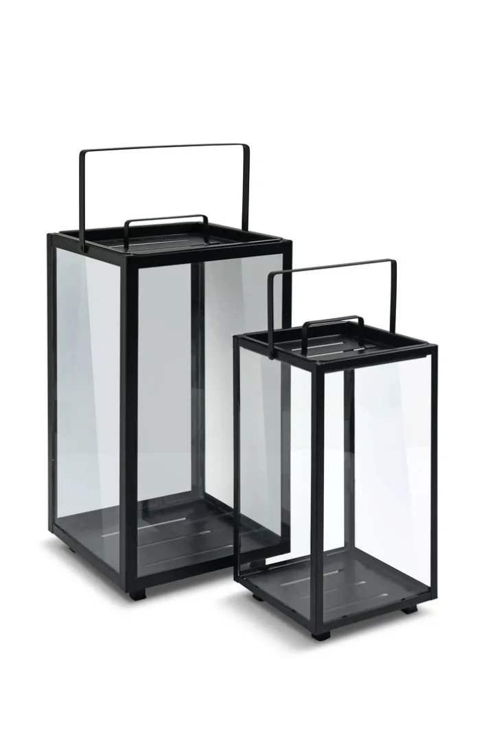 casaNOVA Laterne 45 cm Metall/Glas schwarz