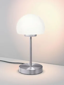 casaNOVA LED Tischlampe CORBY nickelfarbig /Glas weiß