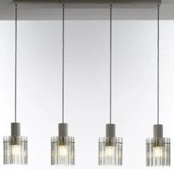 casaNOVA Retrofit Balkenpendel RONJA 4-flg silberfarbig /Rauchglas