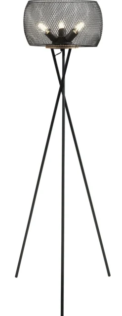 casaNOVA Retrofit Stehlampe RESI 3-flg schwarz /Holz