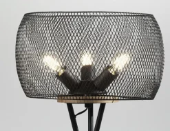 casaNOVA Retrofit Stehlampe RESI 3-flg schwarz /Holz