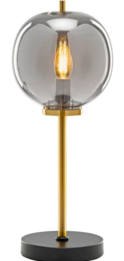 casaNOVA Retrofit Tischlampe TANO 45 cm schwarz /Rauchglas