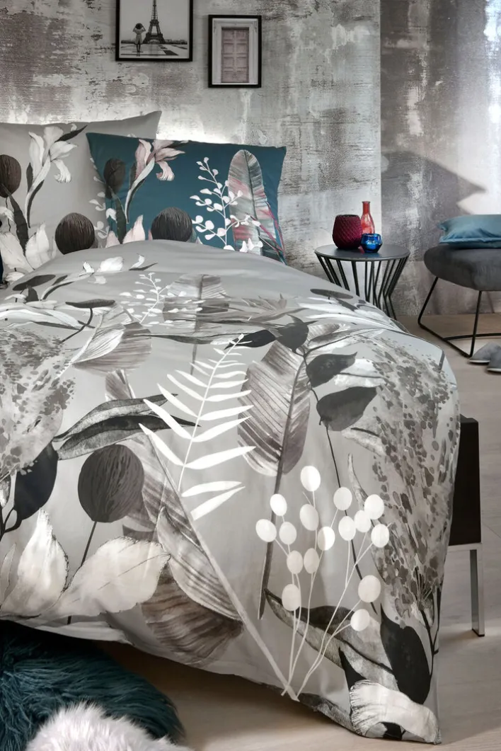 casaNOVA Satin-Bettwäsche FLORENTINE 135 x 200 cm petrol