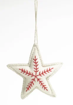 casanova Weihnachten Deko Anhänger Stern 16 cm beige-rot