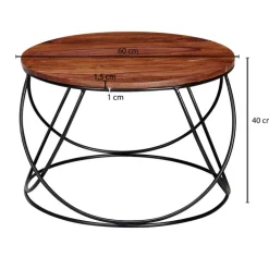 CASAVANTI Couchtisch 60 x 60 cm Sheesham massiv/schwarz