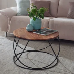 CASAVANTI Couchtisch 60 x 60 cm Sheesham massiv/schwarz